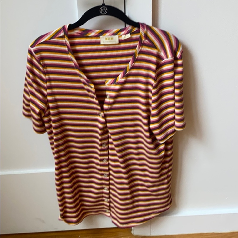 Anthropologie Striped Button Up T-shirt